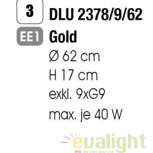 Plafoniera eleganta cristal K9 diam. 62cm Gloria DLU 2378/9/62 gold OR 56588 universul-luminii.ro