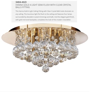 Plafoniera eleganta design modern Hanna gold 4L 3404-4GO SRT 183638 universul-luminii.ro