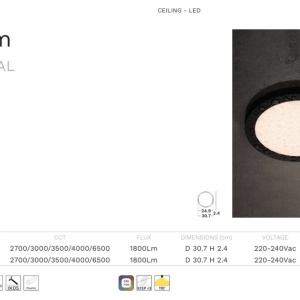 Plafoniera exterior LED CCT cu protectie IP54 Cerium 24W negru - Img 7