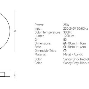 Plafoniera LED 24W 3000K BLACK STICK-BRICK RED ZB-2567 171448 universul-luminii.ro