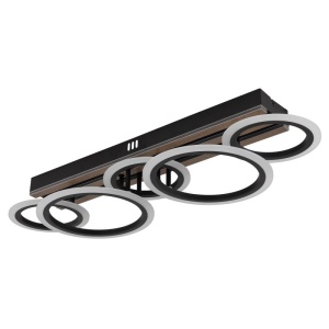 Plafoniera LED CCT BLEVINS riflaj MDF cu efect de lemn 620038 universul-luminii.ro