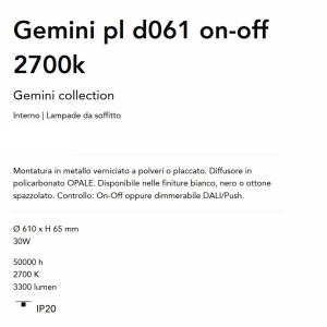 Plafoniera LED design circular Gemini pl d061 on-off 2700k alb - Img 4