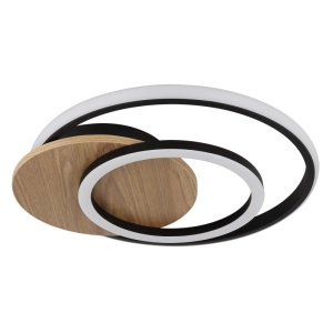 Plafoniera LED design circular JULIO negru/lemn - Img 3