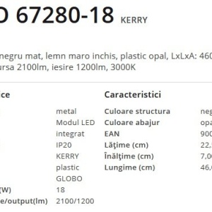 Plafoniera LED design modern Kerry negru, maro 18W 180788 universul-luminii.ro