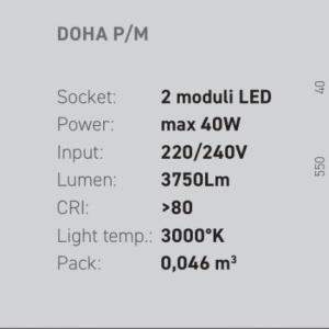 Plafoniera LED DOHA P otel, alb, negru sau gri dove 230308 universul-luminii.ro