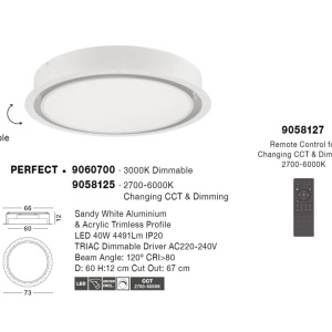 Plafoniera LED incastrabila reglabila PERFECT 60cm alba 3000K Dimmable 223328 universul-luminii.ro