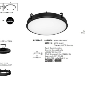 Plafoniera LED incastrabila reglabila PERFECT 80cm negru 3000K Dimmable 128328 universul-luminii.ro