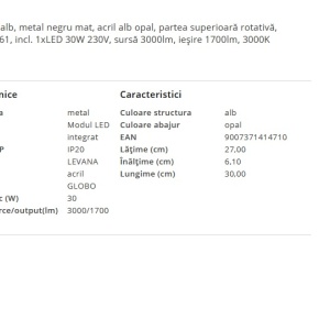 Plafoniera LED moderna LEVANA 30W 202608 universul-luminii.ro