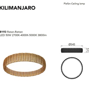 Plafoniera LED ratan design natural KILIMANJARO 54,5cm 132318 universul-luminii.ro