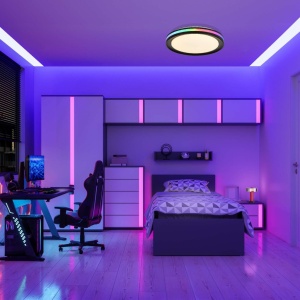 Plafoniera LED RGB dimabila cu telecomanda GAMER neagra 132348 universul-luminii.ro