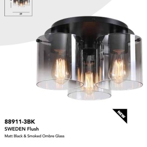 Plafoniera moderna Sweden 3L negru, fumuriu 236128 universul-luminii.ro