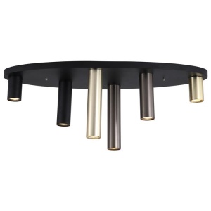 Plafoniera neagra cu 6 spoturi GU10 Tubes 562558 universul-luminii.ro