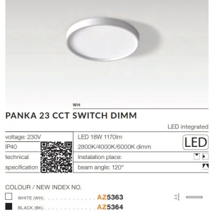 Plafoniera slim LED dimabil, protectie IP40 PANKA 23 CCT negru 122568 universul-luminii.ro