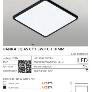 Plafoniera slim LED dimabil, protectie IP40 PANKA SQ 45 CCT alb 122598 universul-luminii.ro