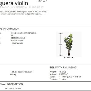 Planta artificiala decorativa Higuera violin, H250 - Img 8