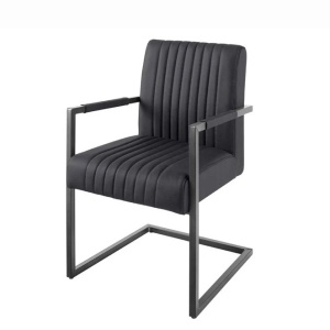 Scaun cu brate design retro Big Aston piele naturala neagra