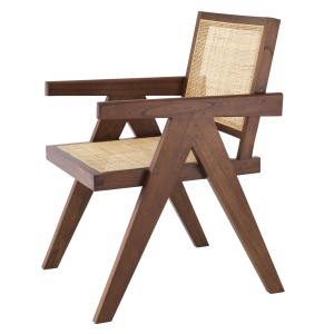 Scaun cu brate design vintage Aristide, maro - Img 4