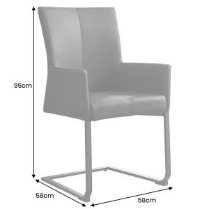 Scaun cu brate, Metal, Piele Naturala, Negru, SAMSON A-45176 VC - Img 3