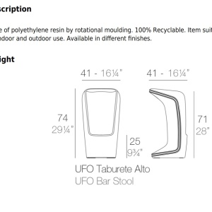 Scaun de bar exterior / interior design modern premium UFO BAR STOOL 63005 Vondom - Img 3