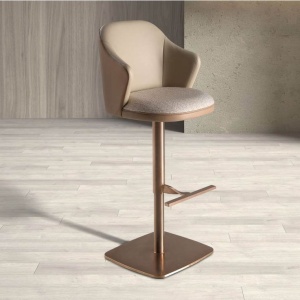 Scaun de bar pivotant cu inaltime reglabila Stool crem/ maro