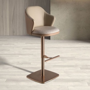 Scaun de bar pivotant cu inaltime reglabila Stool crem/ maro - Img 8