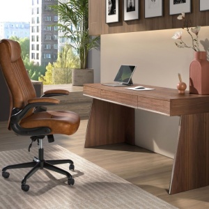 Scaun de birou modern piele sintetica Brown - Img 7