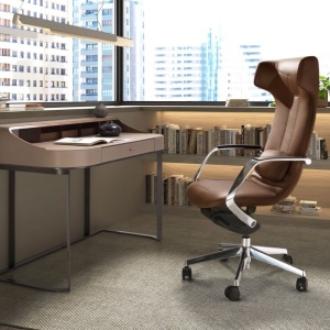 Scaun de birou modern piele sintetica Brown - Img 7