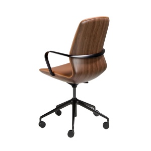 Scaun de birou modern piele sintetica si furnir de nuc Brown - Img 4