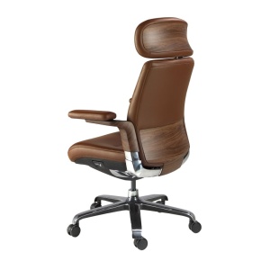 Scaun de birou modern piele sintetica si furnir de nuc Brown - Img 5