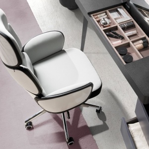 Scaun de birou pivotant design modern Gris-White - Img 4