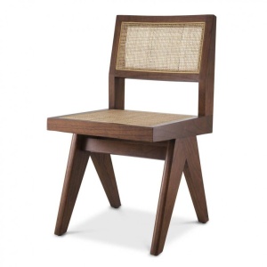 Scaun design clasic din lemn si rattan Niclas, maro 114507 HZ