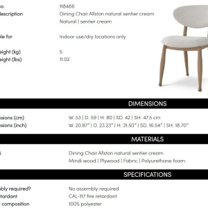 Scaun design elegant LUX Allston, sentier cream/ natur - Img 9