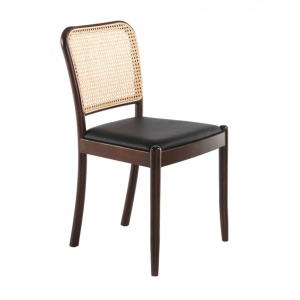 Scaun design LUX din lemn cu spatar de rattan Walnut AC 4094-WD1582