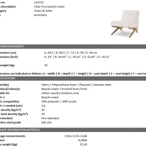 Scaun design LUX Fico boucle crem 114715 HZ - Img 2