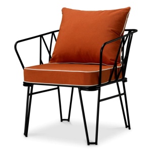 Scaun design LUX pentru exterior, Tesatura, Metal, Clifton blaise orange