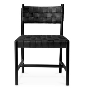 Scaun design LUX, Piele clasica neagra, Lemn, Tiberio - Img 2
