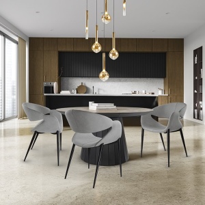 Scaun dining design elegant Giro gri - Img 2