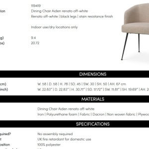 Scaun elegant design LUX Aiden, Renato off-white - Img 10