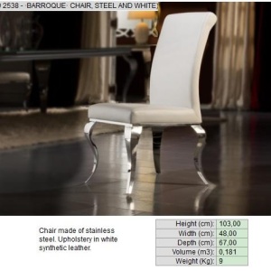 Scaun modern alb, Barroque 792538 - Img 3