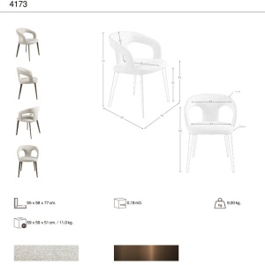 Scaun modern design italian, Tesatura Off-White - Img 3