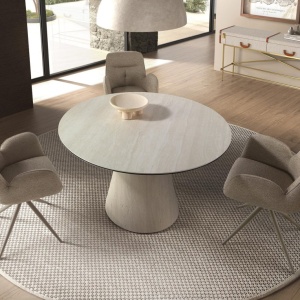 Scaun modern pivotant Beige fabric - Img 7