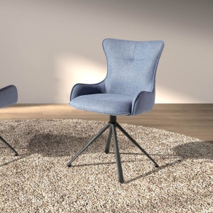 Scaun modern pivotant din material textil albastru