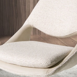Scaun modern pivotant material textil Off-white and cream - Img 3