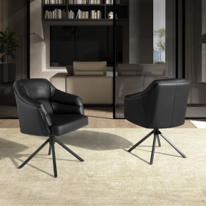 Scaun modern pivotant piele sintetica Black - Img 5
