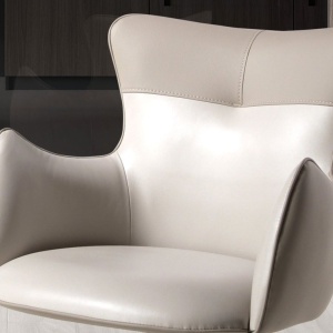 Scaun modern pivotant piele sintetica Off-white/ Greige - Img 9
