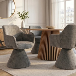 Scaun pivotant AMBIENTO tesatura Chenille gri - Img 6