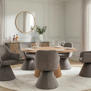 Scaun pivotant AMBIENTO tesatura Chenille stone - Img 7
