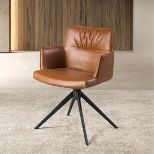 Scaun pivotant design LUX, Piele sintetica, Cognac brown