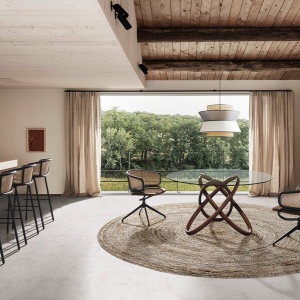 Scaun pivotant design modern Rattan - Img 9