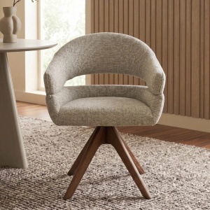 Scaun pivotant, Lemn de nuc, Material texturat bej-taupe, ORGANIKO